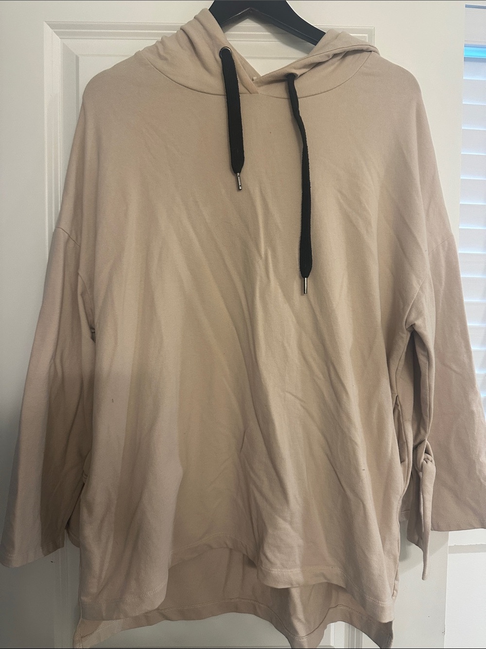 Beige Hooded Pullover Sweatshirt - Casual Women’s Jacket